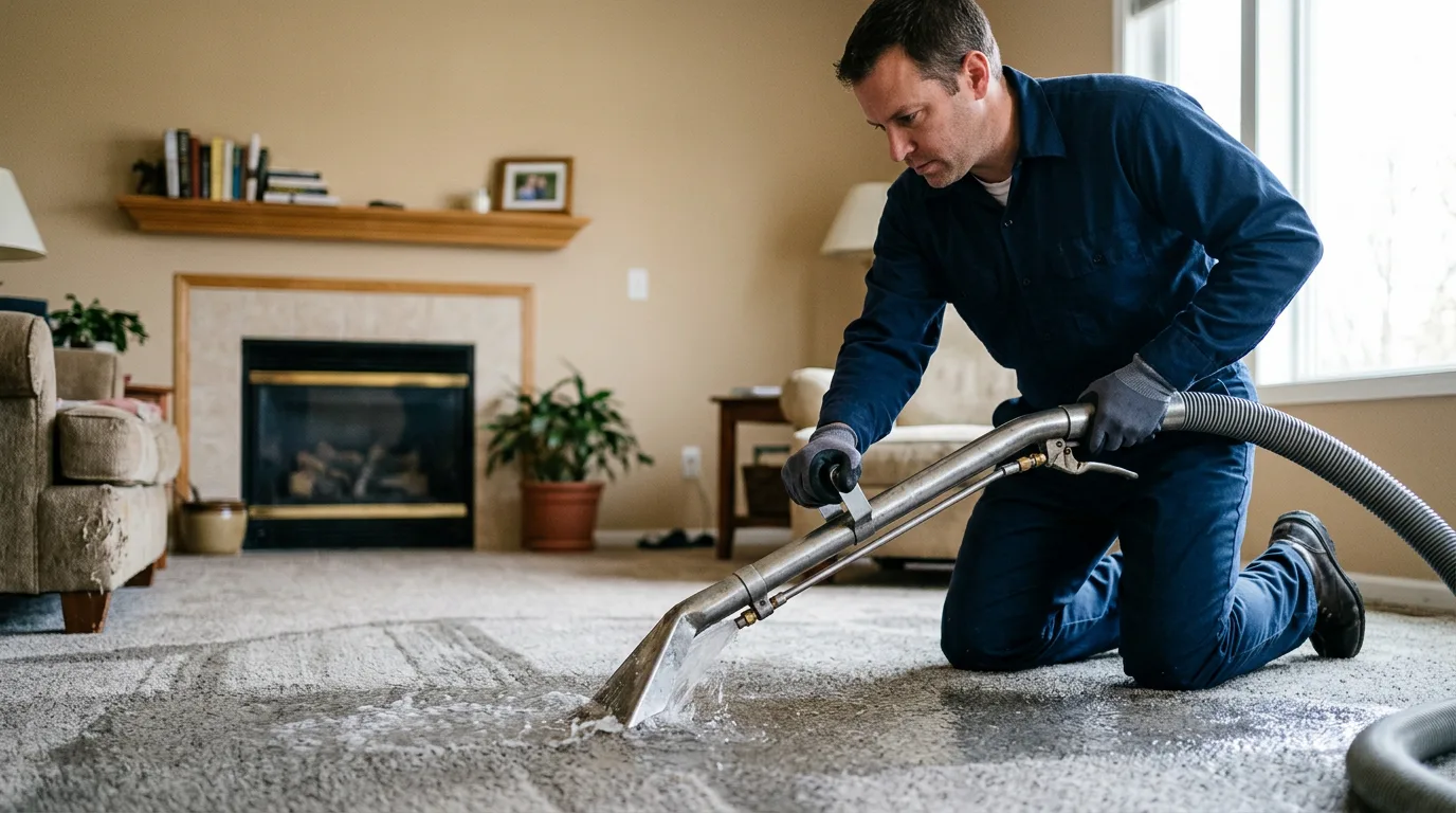Water damage restoration technician working near Cost, TX
